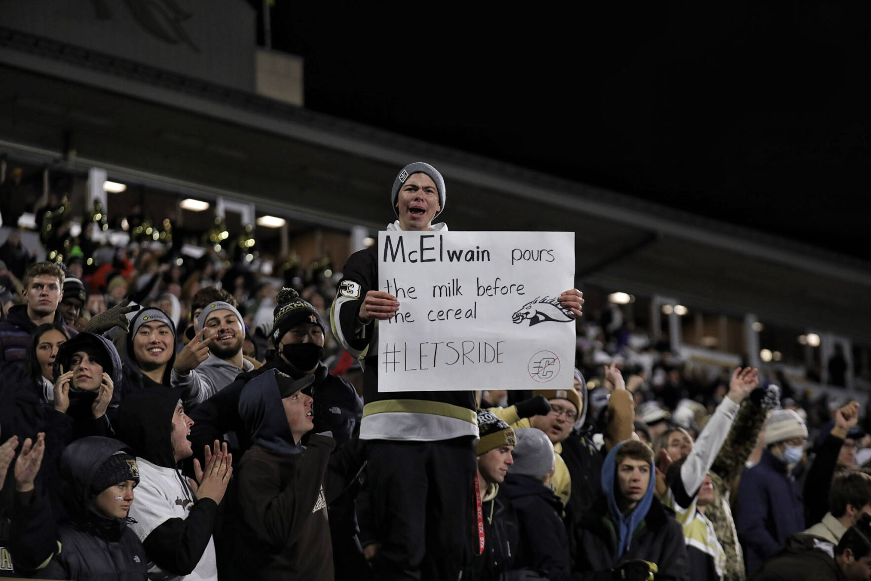Mcelwain pours the milk before the cereal